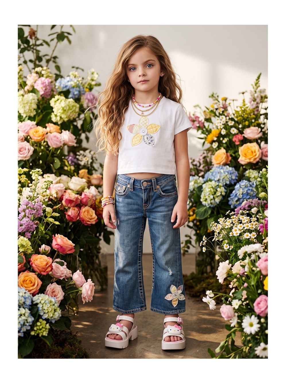 VHTF: new True Religion ʊ Joey Flower Patchwork Crop Denim Flare Jeans ʊ 12 Girl